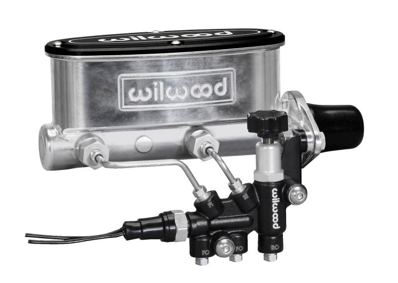 Wilwood HV Tandem M/C Kit w L/H Bracket & Prop Valve 1in Bore Ball Burnished 261-13269-P