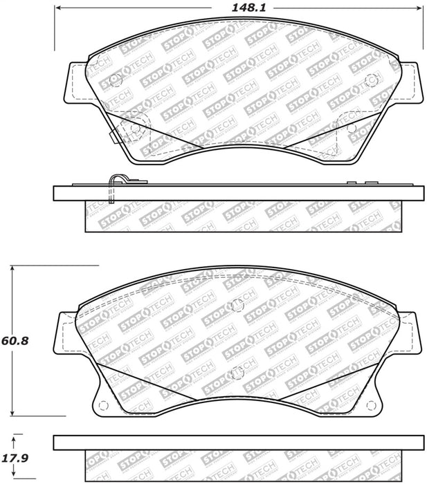 StopTech Street Select Brake Pads Front 305.1522