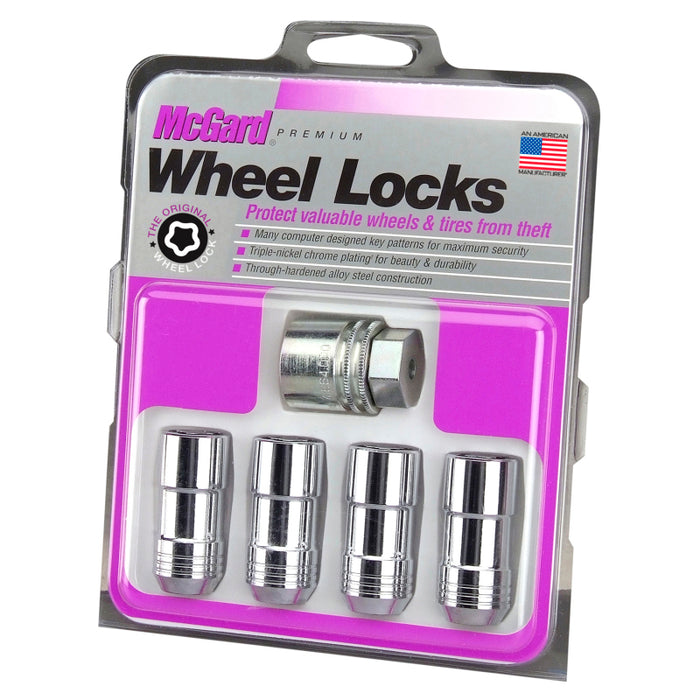 McGard Wheel Lock Nut Set 4pk. (Cone Seat) M12X1.75 / 13/16 Hex / 1.815in. Length Chrome 24160