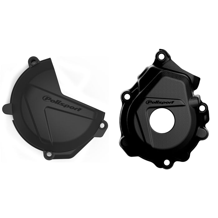 Polisport Clutch and Ignition Cover Protector Kit (Black) - Compatible with KTM XC-F/SX 250/350 2016-2022