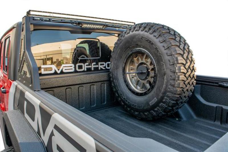 DV8 Offroad 2019+ compatible with Jeep Gladiator Universal Stand Up In-Bed Tire Carrier TCGL-02