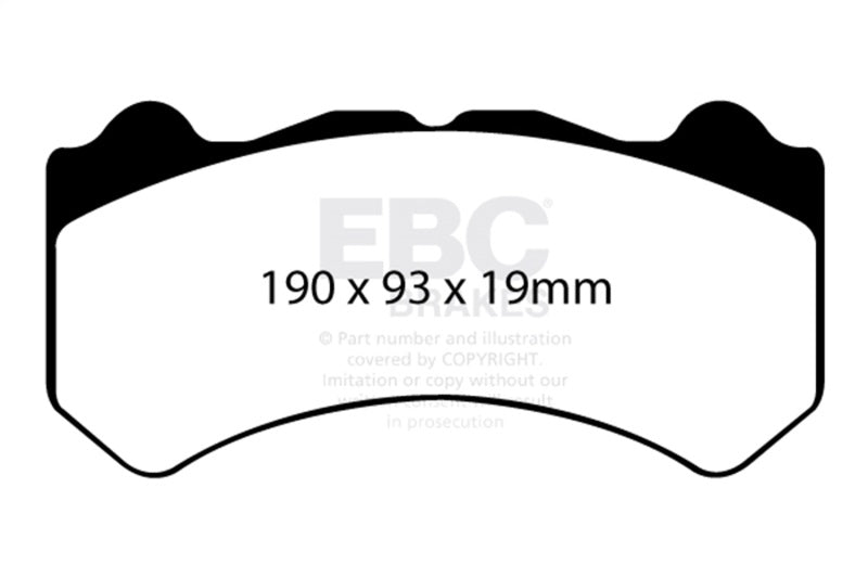 EBC Racing 08-11 Compatible with Nissan GT-R (R35) 3.8L Twin Turbo (Cast Iron Rotors) RP-X Front Brake Pads DP81983RPX