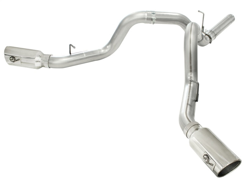 aFe MachForce XP Exhaust 4inch DP-Back All SS 2011-14 GM Diesel Trucks V8-6.6L LML Polished 49-44043-P