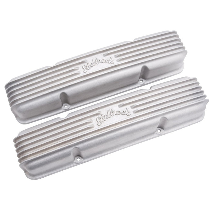 Edelbrock Valve Cover Classic Series Chevrolet 1959-1986 262-400 CI V8 w/ o Breather Holes Satin 41459