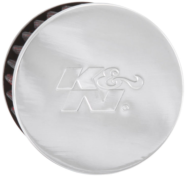 K&N 1.75in Flange ID x 3in OD x 2.5in H Chrome Finish Rubber Base Crankcase Vent Filter 62-1480