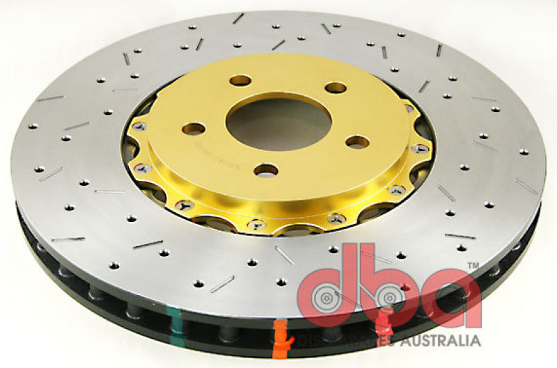 DBA 05-10 Mustang GT V8 Shelby Edition Front Drilled & Slotted 5000 Series 2 Piece Rotor Assembled w 52124GLDXS