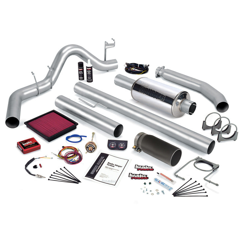 Banks Power 99-00 Compatible with Dodge 5.9L Std Cab Stinger System SS Single Exhaust w/ Black Tip 49365-B