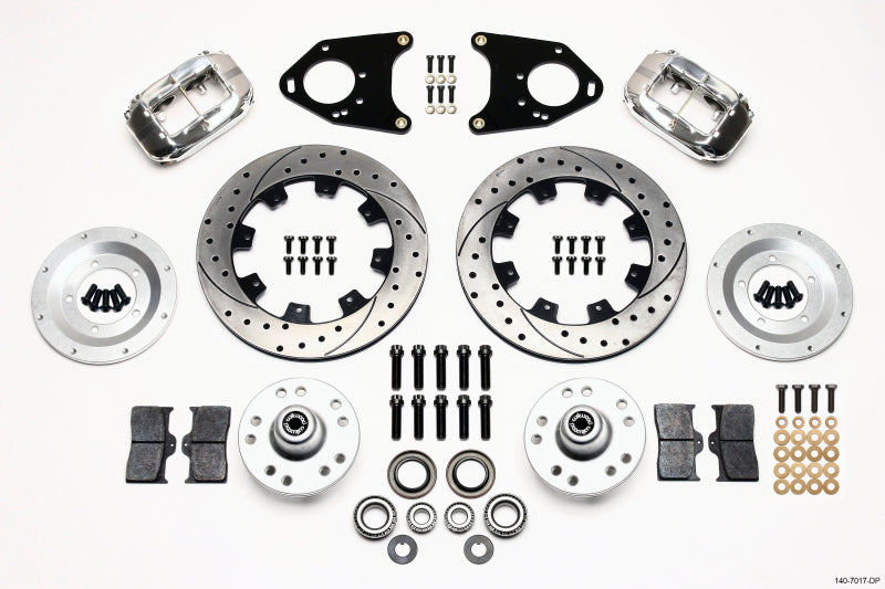 Wilwood Forged Dynalite Front Kit 12.19in Drilled Polished 71-80 Pinto/Mustang II Disc & Drum 140-7017-DP