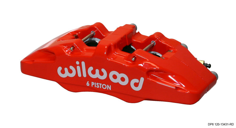 Wilwood Caliper-Forged Dynapro 6 5.25in Mount-Red-L/H 1.62/1.38in/1.38in Pistons .38in Disc 120-13431-RD