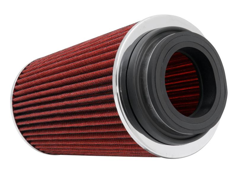 K&N Universal Air Filter Chrome Round Tapered Red -4in Flange ID x 1.125in Flange Length x 5.5in H RG-1002RD-L