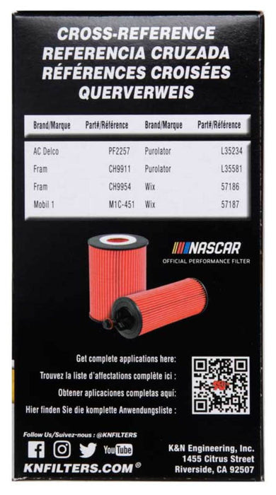 K&N 2018 Audi RS3 2.5L Cartridge Oil Filter HP-7010