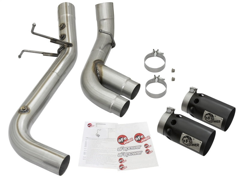 aFe Victory Series 4in 409-SS DPF-Back Exhaust w/ Dual Black Tips 2017 GM Duramax V8-6.6L(td) L5P 49-44089-B