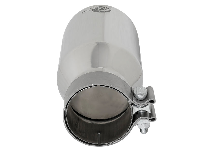 aFe MACH Force-Xp Univ 304 SS Double-Wall Clamp-On Exhaust Tip Polished 3in Inlet 4.5in Outlet 49T30454-P092