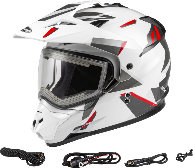 Gmax A4113018 Gm-11S Ripcord Snow Helmet W/Elec Shield Wht/Grey/Red 2X