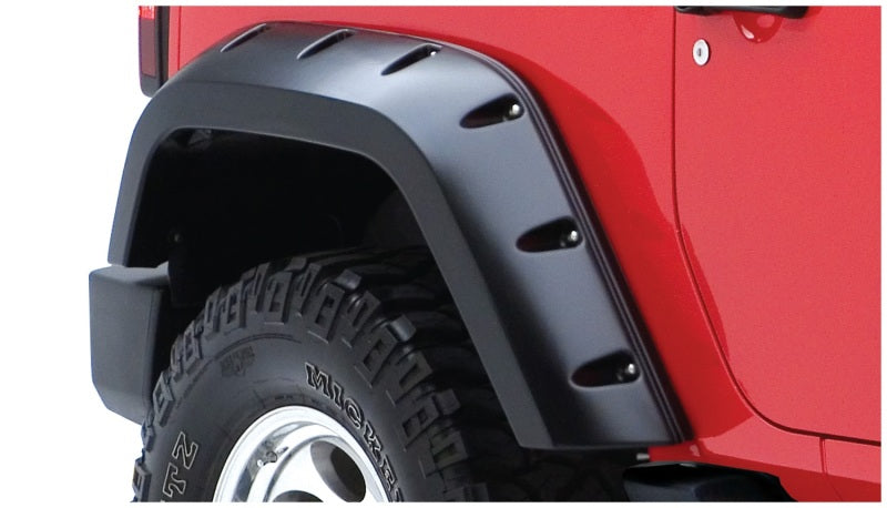 Bushwacker 07-18 compatible with Jeep Wrangler Max Pocket Style Flares 2pc Extended Coverage Black 10046-02