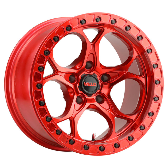 Weld Off-Road W906 17X9 Ledge Beadlock 5X127 ET-12 BS4.50 Candy Red / Red Ring 71.5 W90679075450