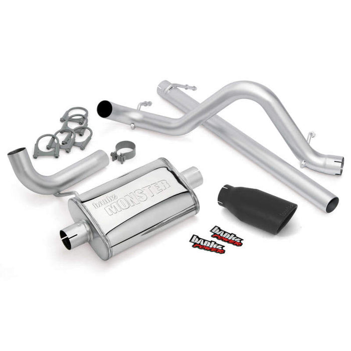 Banks Power 07-11 compatible with Jeep 3.8L Wrangler 2dr Monster Exhaust System SS Single Exhaust w/ Black Tip 51321-B