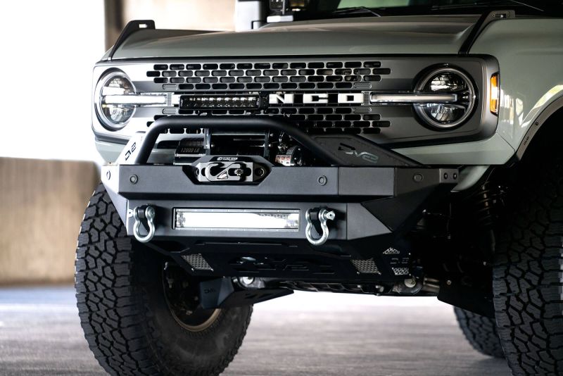 DV8 Offroad 2021+ Ford Bronco Modular Front Bumper Winch Capable w/ Auxiliary Light Mounts FBBR-02