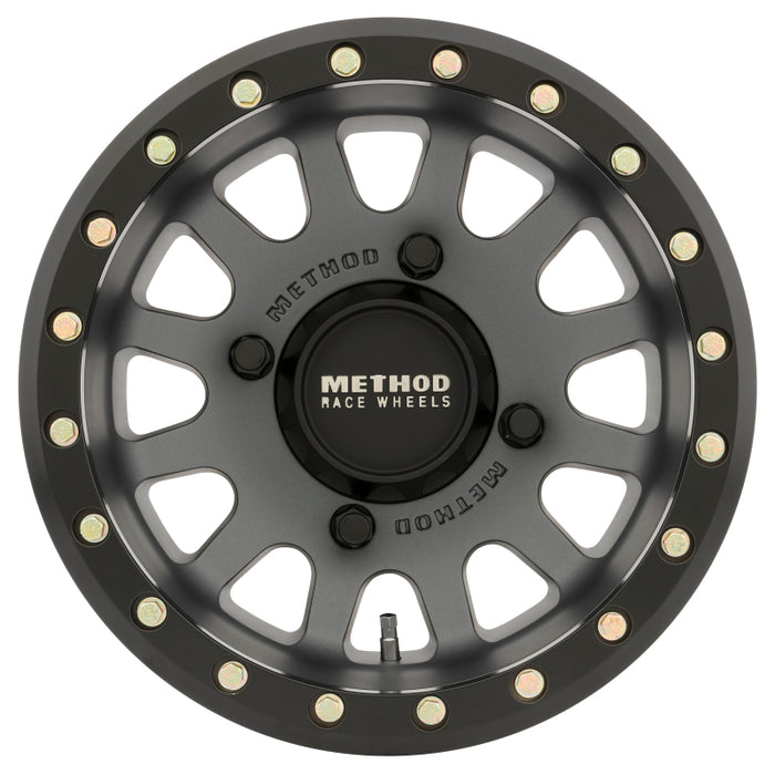 Method MR401 UTV Beadlock 15x7 / 4+3/13mm Offset / 4x156 / 132mm CB Titanium Wheel- Matte Black Ring MR40157046843B