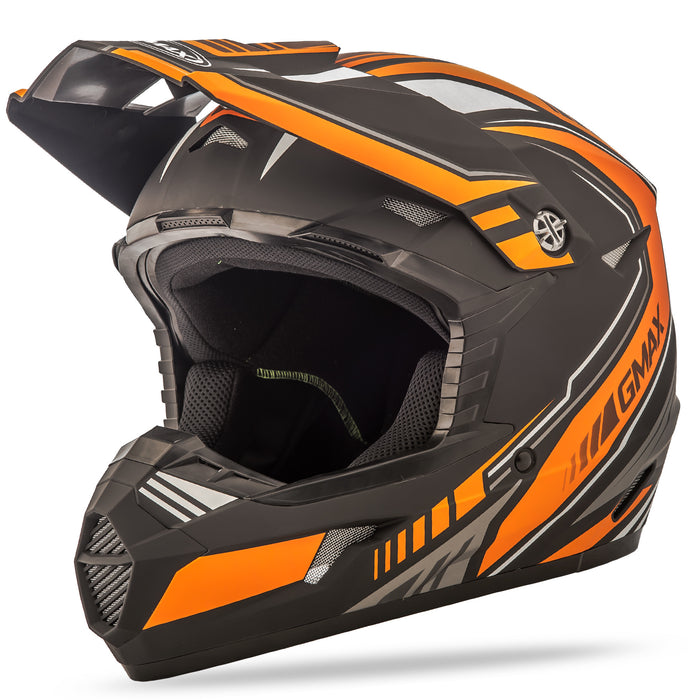 Gmax Youth Mx-46Y Off-Road Uncle Helmet Matte Black/Orange Ys G3467250 F.TC-6