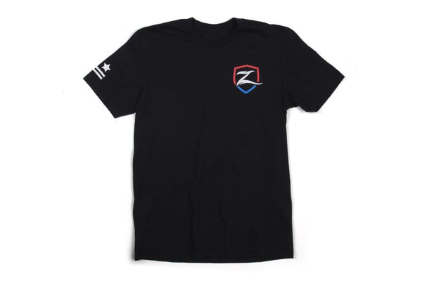 Zone Black Premium Cotton T-shirt W/ Patriotic Logos Small U9162S