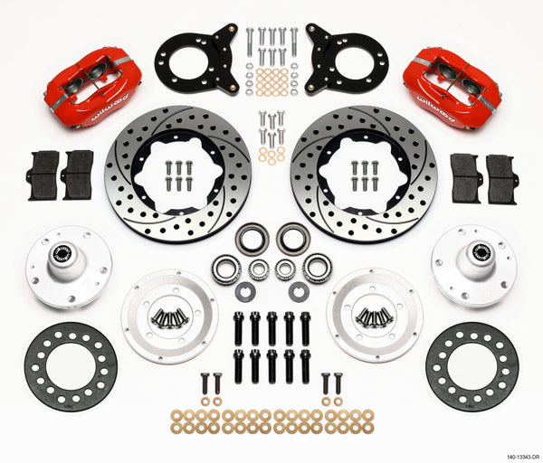 Wilwood Dynapro Dust-Boot Front Kit 11.00in Dril Red 1965-1969 Mustang Disc & Drum Spindle 140-13343-DR