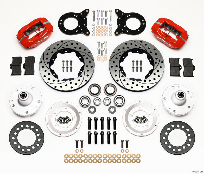 Wilwood Dynapro Dust-Boot Front Kit 11.00in Dril Red 1965-1969 Mustang Disc & Drum Spindle 140-13343-DR
