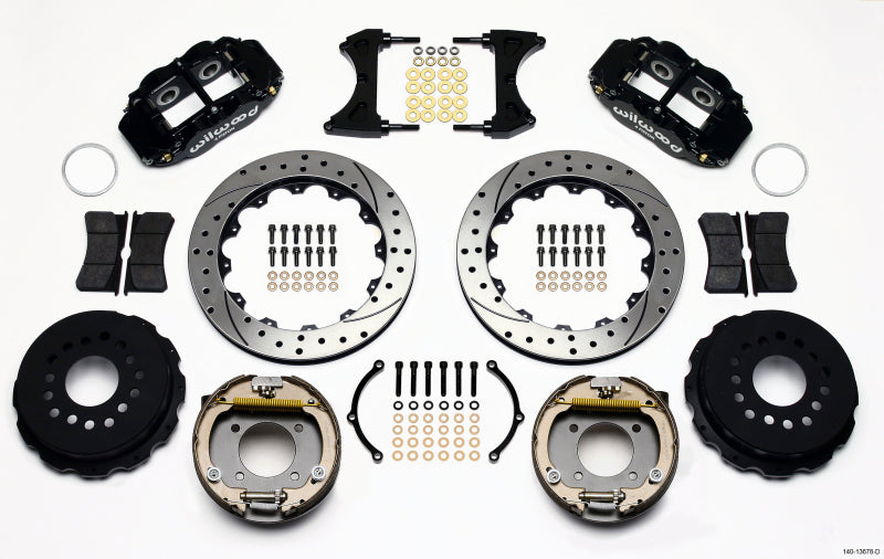 Wilwood Narrow Superlite 4R Rear P-Brk Kit 12.88in Drilled Chevy 12 Bolt w/ C-Clips 140-13678-D