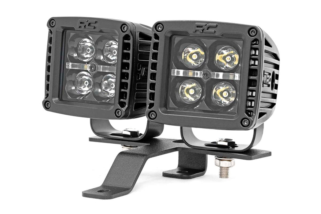 Rough Country compatible with Jeep Quad Led Light Pod Kit Black Series (18-21 Jl 20-21 Gladiator) 70822