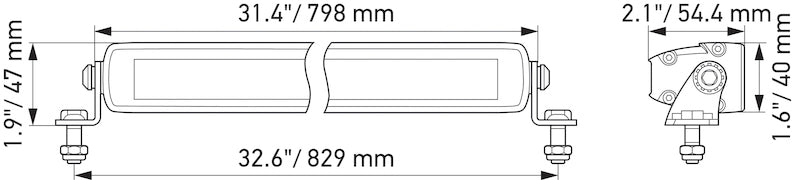 Hella Universal Black Magic 32in Thin Light Bar Driving Beam 358176311