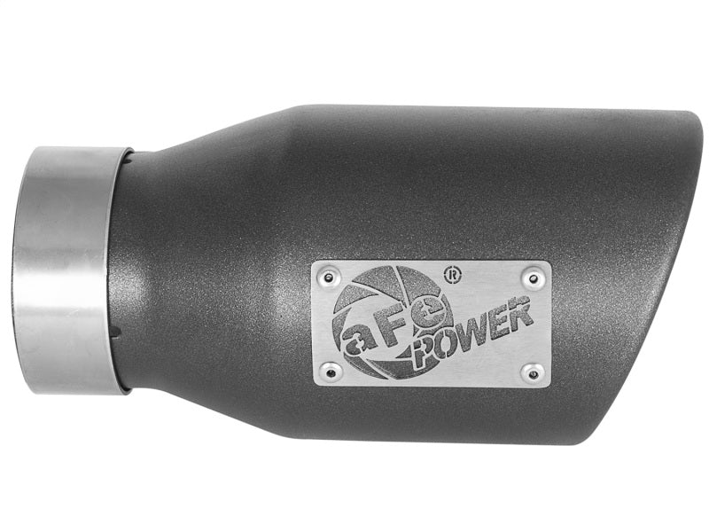 aFe MACH Force-Xp 3in 304 SS Metallic Black Exhaust Tip 3in In x 4-1/2in Out x 9in L Bolt-On Left 49T30452-B091