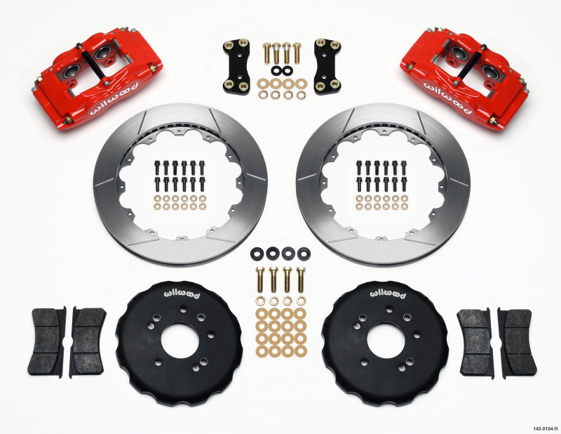 Wilwood FSLI4 Front Hat Kit 13.00in Drilled Red Compatible with Nissan 240SX 140-9194-R