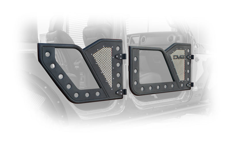 DV8 Offroad compatible with Jeep 18+ Wrangler JL / 20+ Gladiator JT Rear Rock Doors w/ Perforated Aluminum Mesh RDJL-01R