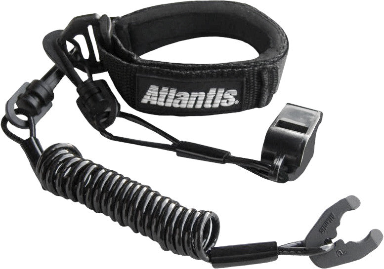 Atlantis Pro Floating Wrist Lanyard Black W/Whistle A2109PFW