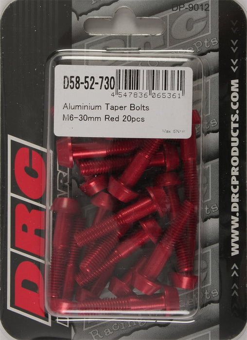 Drc Aluminum Taper Bolts Red M6X30Mm 20/Pk D58-52-730