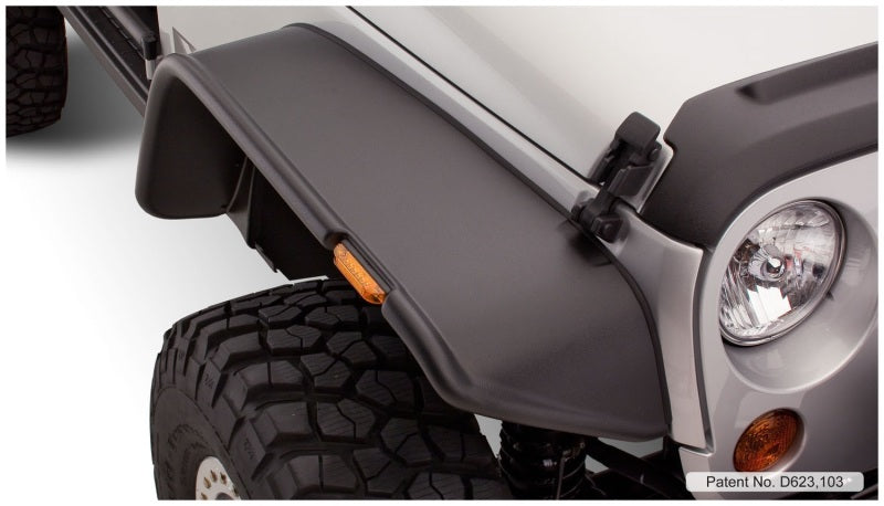 Bushwacker 07-18 compatible with Jeep Wrangler Flat Style Flares 4pc Fits 2-Door Sport Utility Only Black 10919-07