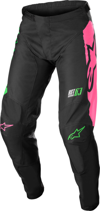 Alpinestars Youth Racer Compass Pants Blk/Grn Neon/Pink Fluo Sz 24 (3742122-1669-24)