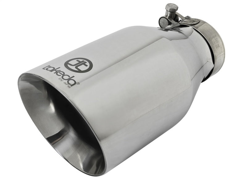 aFe Takeda 304 Stainless Steel Clamp-On Exhaust Tip 2.5in. Inlet / 4.5in. Outlet / 9in. L Polished 49T25454-P09