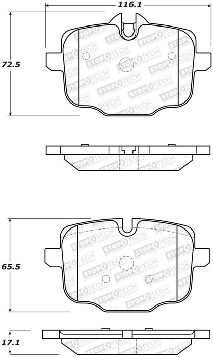 StopTech 11-17 BMW 530i Street Brake Pads w/Shims & Hardware Rear 308.1469