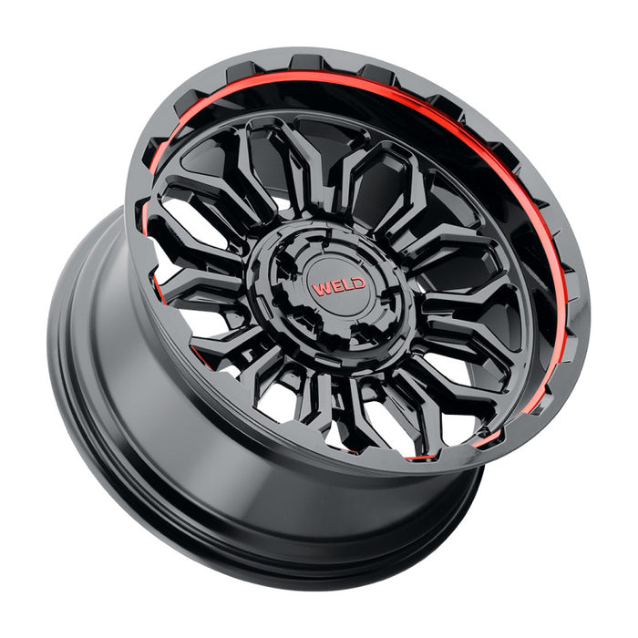 Weld Off-Road W140 20X10 Flare 6X135 6X139.7 ET-18 BS4.75 Gloss Black MIL Red 106.1 W14000098475