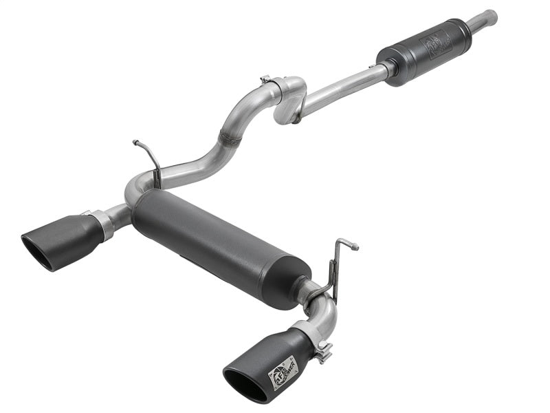 aFe Rebel Series 2.5in 304 SS Cat-Back Exhaust w/ Black Tips 2018+ compatible with Jeep Wrangler (JL) V6 3.6L 49-38066-B