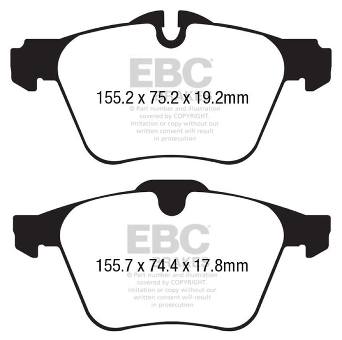 EBC 13+ Jaguar F-Type (Cast Iron Rotors Only) 3.0 Supercharged (340) Redstuff Front Brake Pads DP32189C