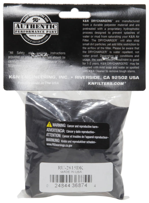 K&N Drycharger Air Filter Wrap RU-2815 Black RU-2815DK