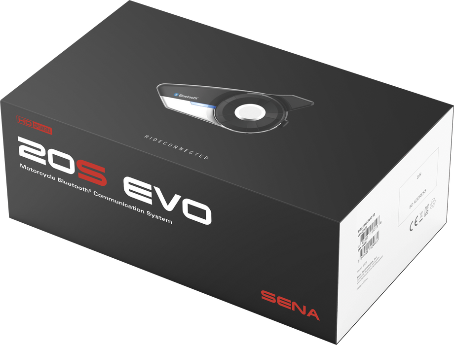 Sena 20S EVO Motorcycle Bluetooth Headset Communication System with HD Speakers,Black