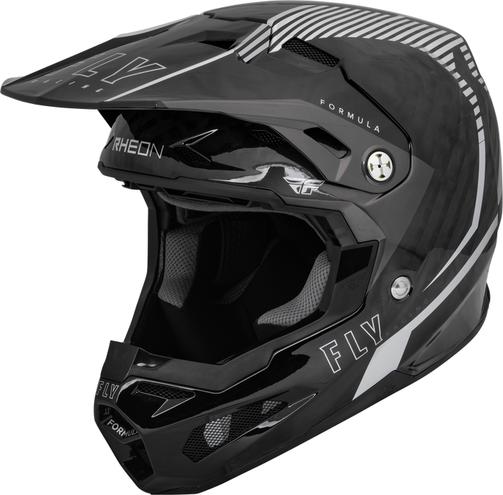 Fly Racing 2023 Formula Carbon Tracer Helmet (Silver/Black, Youth Large)