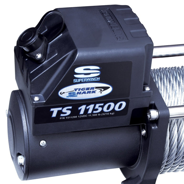 Superwinch 11500 LBS 12V DC 3/8in x 84ft Steel Rope Tiger Shark 11500 Winch 1511200