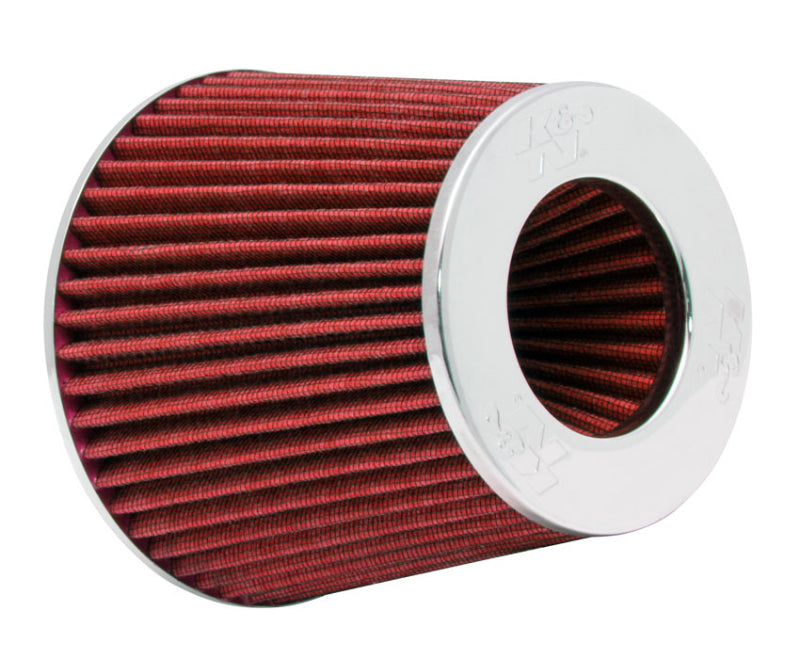 K&N Universal Air Filter Chrome Round Tapered Red 4in Flange ID x 1.125in Flange Length x 5.5in H RG-1001RD