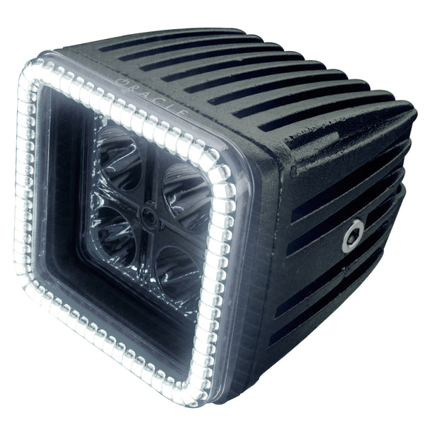 Oracle Off-Road 3in W Square Spotlight with Halo White SEE WARRANTY 5777-001