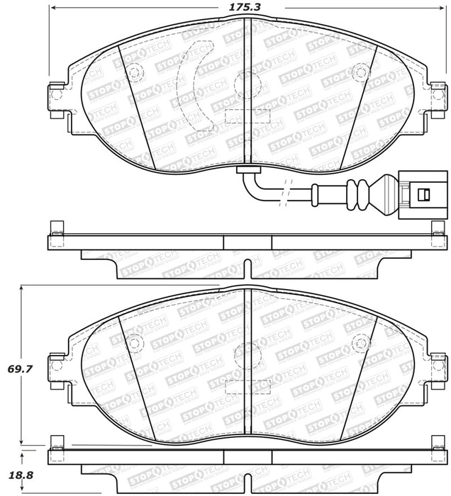 StopTech Sport 12-17 Volkswagen CC Front Brake Pads 309.1633