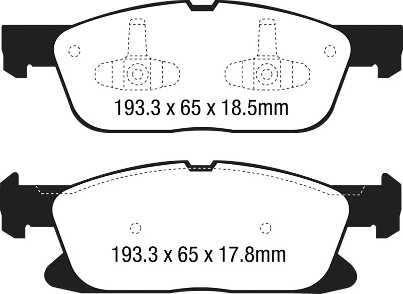 EBC 15+ Ford Edge 2.0 Turbo FWD Yellowstuff Front Brake Pads DP43046R